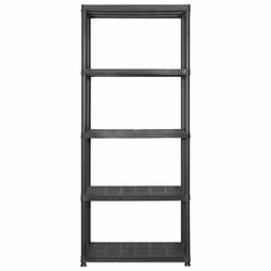 vidaXL Storage Shelf 5-Tier Black Plastic Storage Display Rack Organiser Home