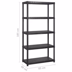 vidaXL Storage Shelf 5-Tier Black Plastic Display Storage Rack Organiser Home - Additional view 5