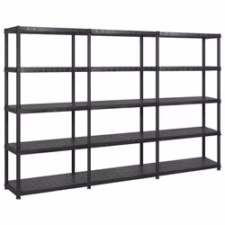 vidaXL Storage Shelf 5-Tier Black Plastic Home Furniture Storage Organiser