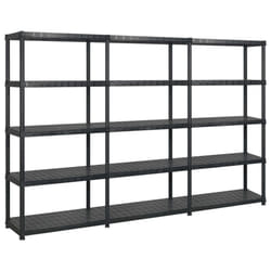 vidaXL Storage Shelf 5-Tier Black Plastic Home Furniture Storage Organiser