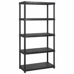 vidaXL Storage Shelf 5-Tier Black Plastic Home Furniture Storage Organiser
