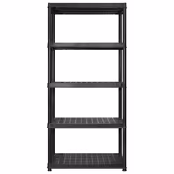 vidaXL Storage Shelf 5-Tier Black Plastic Home Furniture Storage Organiser