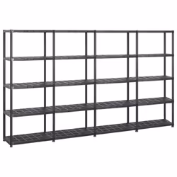 vidaXL Storage Shelf 5-Tier Black Plastic Indoor Furniture Storage Organiser