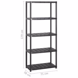 vidaXL Storage Shelf 5-Tier Black Plastic Indoor Furniture Storage Organiser - Additional view 4