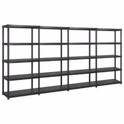 vidaXL Storage Shelf 5-Tier Black Plastic Indoor Home Furniture Storage Rack