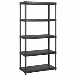 vidaXL Storage Shelf 5-Tier Black Plastic Indoor Home Furniture Storage Rack