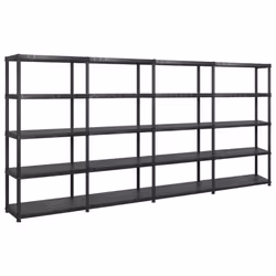 vidaXL Storage Shelf 5-Tier Black Plastic Storage Organiser Rack Indoor Home