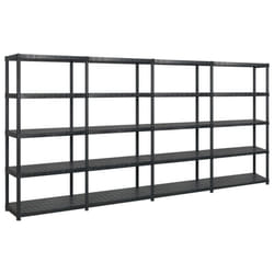 vidaXL Storage Shelf 5-Tier Black Plastic Storage Organiser Rack Indoor Home