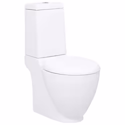 vidaXL WC Ceramic Toilet Bathroom Round Toilet Bottom Water Flow White Unit