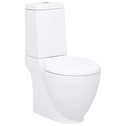 vidaXL WC Ceramic Toilet Bathroom Round Toilet Bottom Water Flow White Unit