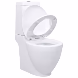 vidaXL WC Ceramic Toilet Bathroom Round Toilet Bottom Water Flow White Unit