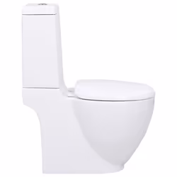 vidaXL WC Ceramic Toilet Bathroom Round Toilet Bottom Water Flow White Unit - Additional view 4
