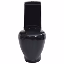 vidaXL WC Ceramic Toilet Bathroom Round Toilet Bottom Water Flow Black Unit