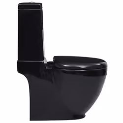 vidaXL WC Ceramic Toilet Bathroom Round Toilet Bottom Water Flow Black Unit