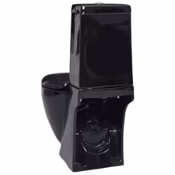 vidaXL WC Ceramic Toilet Bathroom Round Toilet Bottom Water Flow Black Unit - Additional view 4