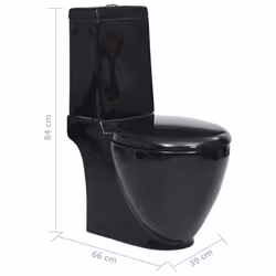 vidaXL WC Ceramic Toilet Bathroom Round Toilet Bottom Water Flow Black Unit - Additional view 7