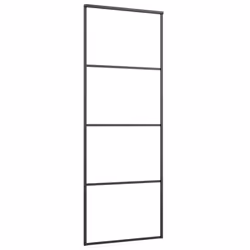 vidaXL Sliding Door Barn Door Sliding Door Panel Aluminium and ESG Glass Black