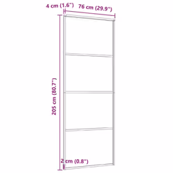 vidaXL Sliding Door Barn Door Sliding Door Panel Aluminium and ESG Glass Black - Additional view 4