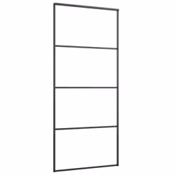 vidaXL Sliding Door Barn Door Sliding Door Panel Aluminium and ESG Glass Black