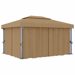vidaXL Gazebo with Curtain 4x3 m Taupe Aluminium Garden Canopy Shelter Marquee