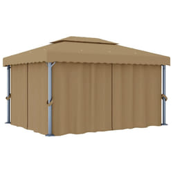 vidaXL Gazebo with Curtain 4x3 m Taupe Aluminium Garden Canopy Shelter Marquee