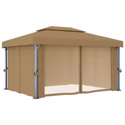 vidaXL Gazebo with Curtain 4x3 m Taupe Aluminium Garden Canopy Shelter Marquee
