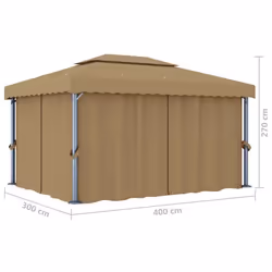 vidaXL Gazebo with Curtain 4x3 m Taupe Aluminium Garden Canopy Shelter Marquee - Additional view 6