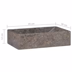 vidaXL Sink Washroom Natural Stone Basin Bathroom Home Marble High Gloss Grey - Additional view 4