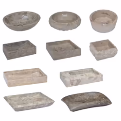 vidaXL Sink Washroom Natural Stone Basin Bathroom Home Marble High Gloss Grey - Additional view 6