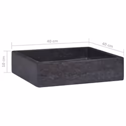 vidaXL Sink Black 40x40x10 cm Marble Washroom Natural Stone Basin Bathroom - Additional view 5