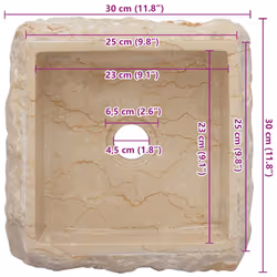 vidaXL Sink Cream 30x30x13 cm Marble Natural Stone Basin Washroom Bathroom - Additional view 7