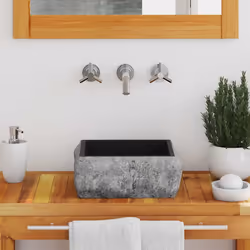 vidaXL Sink Black 30x30x13 cm Marble Natural Stone Basin Washroom Bathroom