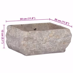 vidaXL Sink Grey 30x30x13 cm Marble Natural Stone Basin Washroom Bathroom - Additional view 3