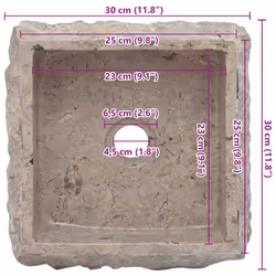 vidaXL Sink Grey 30x30x13 cm Marble Natural Stone Basin Washroom Bathroom - Additional view 7