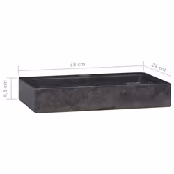 vidaXL Sink Black 38x24x6.5 cm Marble Natural Stone Basin Washroom Bathroom - Additional view 8