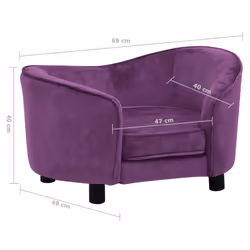 vidaXL Dog Sofa Burgundy Plush Animal Supply Pet Couch Comfortable Lounge - Additional view 8