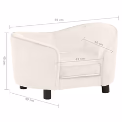 vidaXL Dog Sofa Cream Plush Animal Supply Pet Couch Comfortable Luxury Lounge - Additional view 8