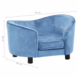 vidaXL Dog Sofa Turquoise Plush Animal Supply Pet Couch Comfortable Lounge - Additional view 3