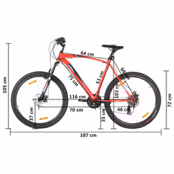 vidaXL Mountain Bike 21 Speed 29 inch Wheel 53 cm Frame Red Cycling Bicycle