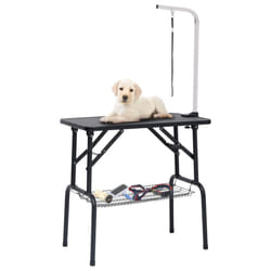 vidaXL Adjustable Dog Grooming Table with 1 Loop and Basket Pet Foldable Desk