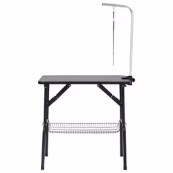 vidaXL Adjustable Dog Grooming Table with 1 Loop and Basket Pet Foldable Desk