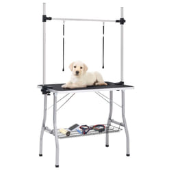 vidaXL Adjustable Dog Grooming Table with 2 Loops and Basket Pet Puppy Desk
