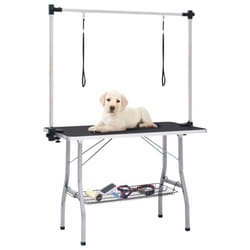 vidaXL Adjustable Dog Grooming Table with 2 Loops and Basket Cat Foldable Desk