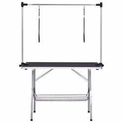 vidaXL Adjustable Dog Grooming Table with 2 Loops and Basket Cat Foldable Desk