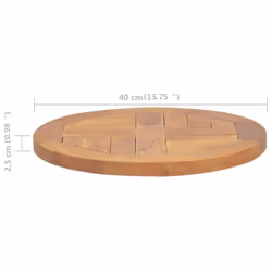 vidaXL Solid Teak Wood Table Top Round 2.5 cm 40 cm Replacement Table Top