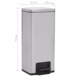 vidaXL Dustbin with Pedal Anti-fingerprint 30L Silver Stainless Steel Basket - Additional view 10