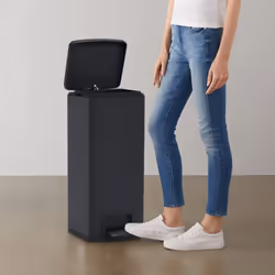 vidaXL Dustbin with Pedal Anti-fingerprint 30L Black Stainless Steel Basket