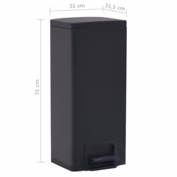 vidaXL Dustbin with Pedal Anti-fingerprint 30L Black Stainless Steel Basket - Additional view 10