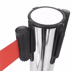 vidaXL 4x Stanchions with Belts Airport Barrier Stainless Steel Silver Fencing - Additional view 2