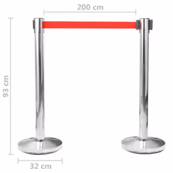 vidaXL 4x Stanchions with Belts Airport Barrier Stainless Steel Silver Fencing - Additional view 4